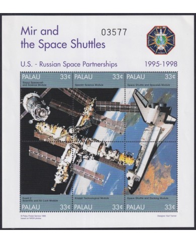 F-EX62654 PALAU MNH 1999 SPACE EXPLORATION COSMOS SATELLITE SHUTTLE MIR.