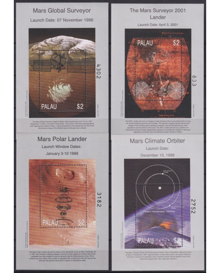 F-EX62650 PALAU MNH 1998 MARS SPACE EXPLORATION STATION COSMOS SATELLITE.