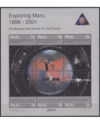 F-EX62649 PALAU MNH 1998 MARS SPACE EXPLORATION STATION COSMOS SATELLITE.