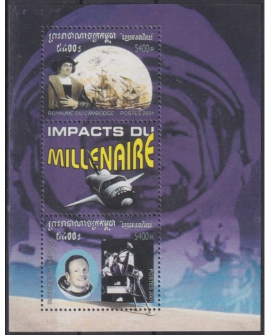 F-EX62424 CAMBODIA MNH 2001 DISCOVERY COLUMBUSSPACE EXPLORATION COSMOS.