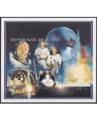 F-EX62157 CHAD MNH 1997 SPACE EXPLORATION COSMOS SATELLITE COLLINS LAIKA CATS.