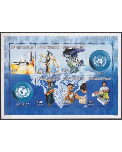F-EX62162 CENTRAL AFRICA MNH 1996 SPACE UNICEF EXPLORATION COSMOS SATELLITE ROCKET.