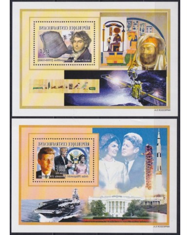 F-EX62414 CENTRAL AFRICA MNH 2002 SPACE CHAMPOLLION KENNEDY EXPLORATION COSMOS SATELLITE ROCKET.