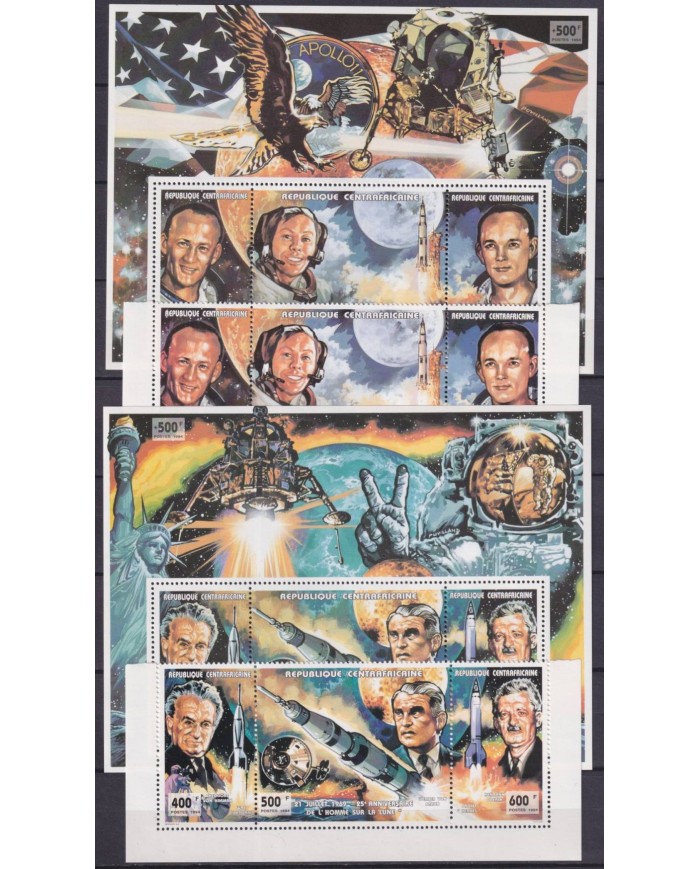 F-EX62161 CENTRAL AFRICA MNH 1994 SPACE ALDRIN VON BROWN EXPLORATION COSMOS SATELLITE ROCKET.
