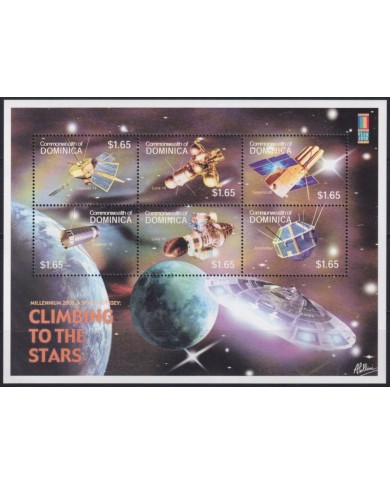 F-EX62174 DOMINICA MNH 2000 SPACE EXPLORATION COSMOS SATELLITE ROCKET CLIMNING.