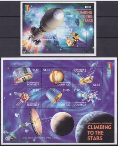 F-EX62172 DOMINICA MNH 2000 SPACE EXPLORATION COSMOS SATELLITE ROCKET CLIMNING.