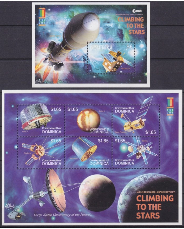 F-EX62172 DOMINICA MNH 2000 SPACE EXPLORATION COSMOS SATELLITE ROCKET CLIMNING.