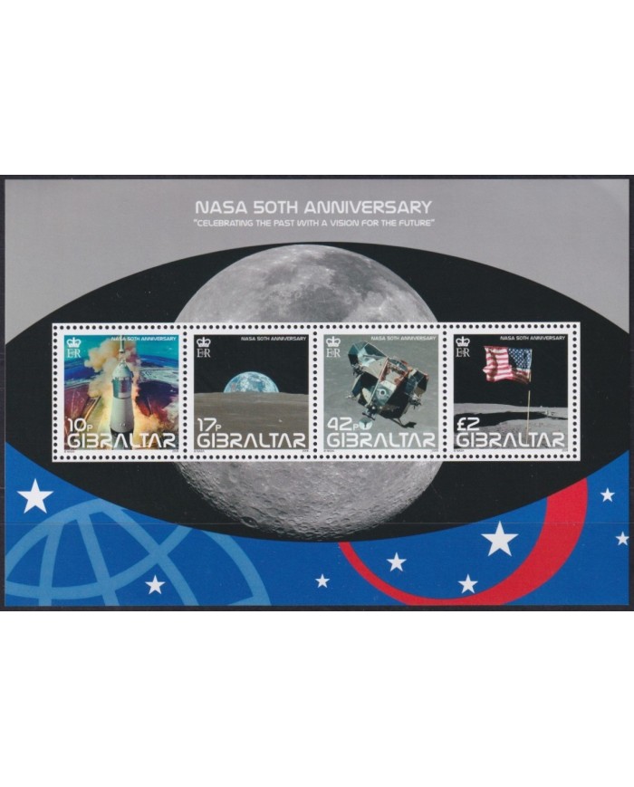 F-EX62588 GIBRALTAR MNH 2008 NASA 50th ANNIV SPACE EXPLORATION COSMOS SATELLITE ROCKET.