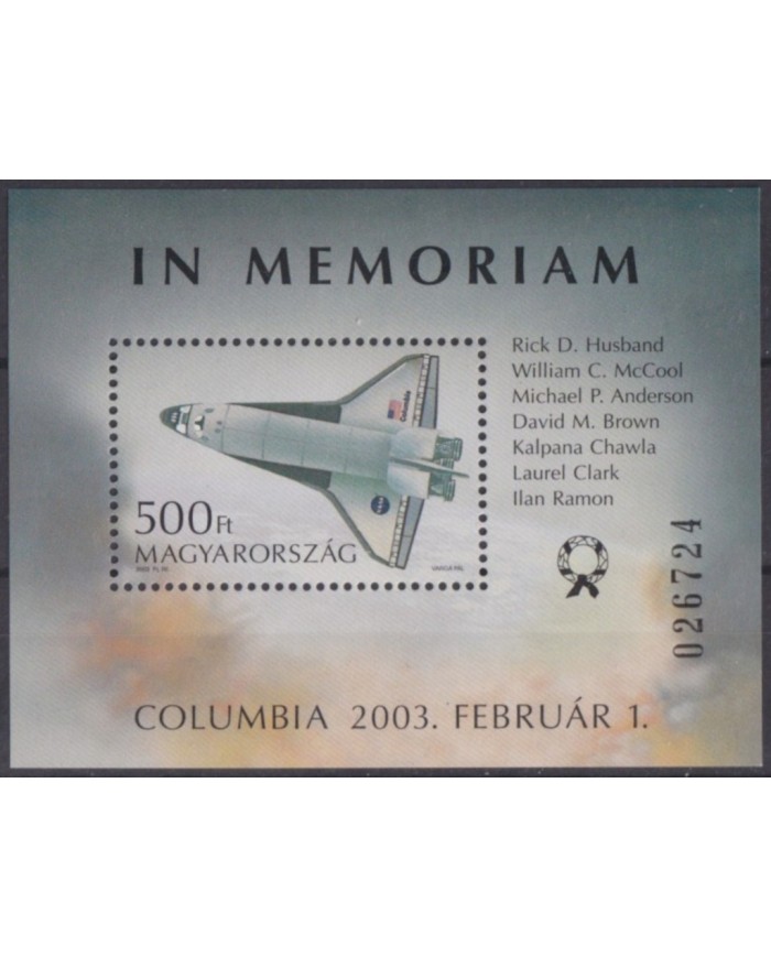 F-EX62430 HUNGARY MNH 2003 SPACE COLUMBIA EXPLORATION COSMOS SATELLITE ROCKET.