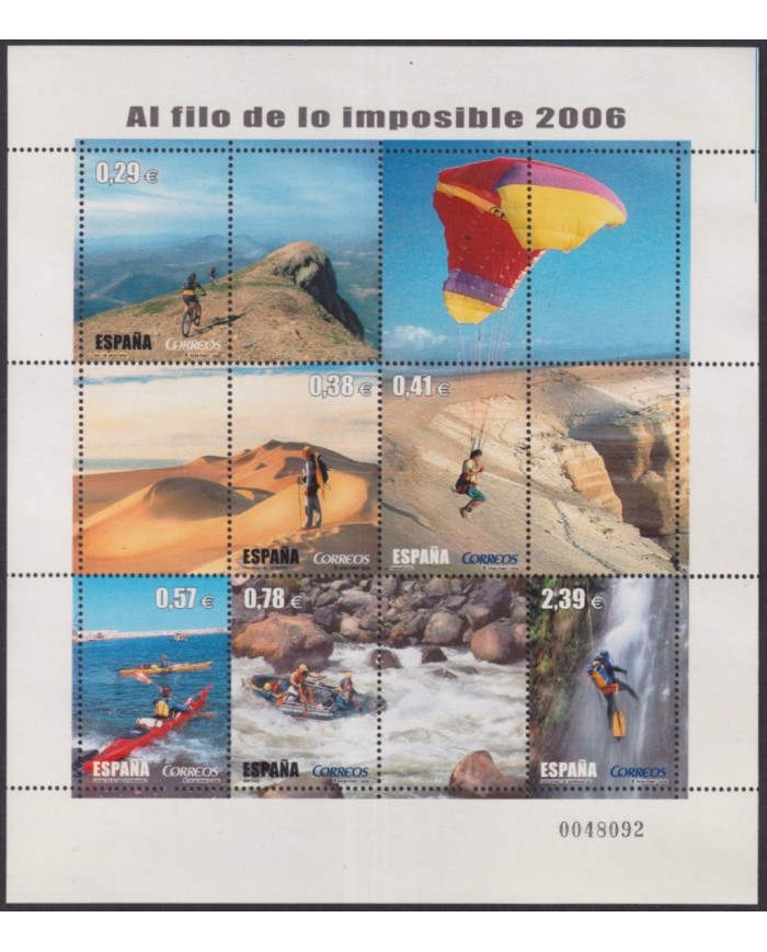 F-EX62230 SPAIN MNH 2006 AL FILO DE LO IMPOSIBLE RISK SPORT SHEET.