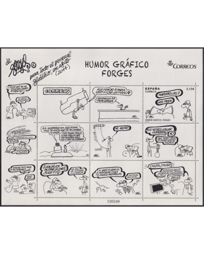 F-EX62234 SPAIN MNH 2014 FORGES GRAFICS DRAWINGS SPECIAL SHEET.