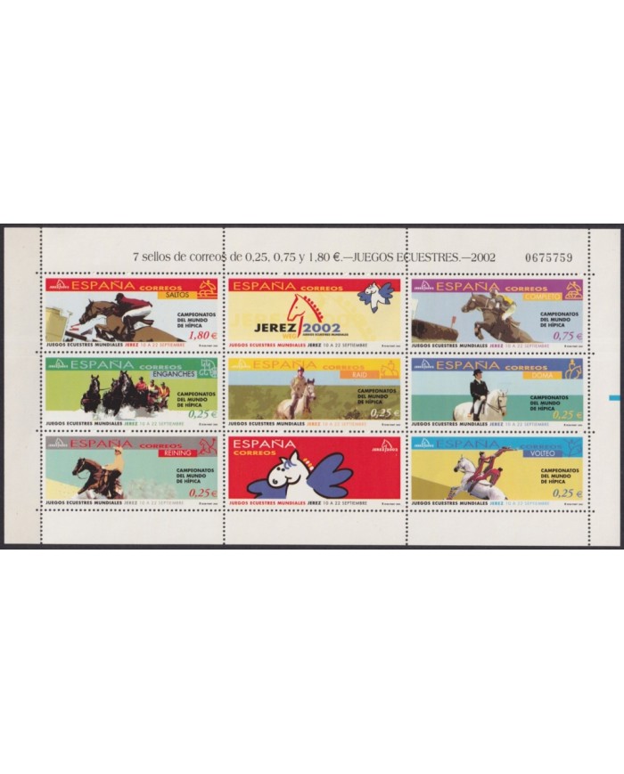 F-EX62236 SPAIN MNH 2002 EQUESTRIAN SPORT HORSE SPECIAL SHEET.