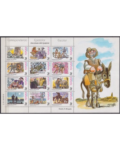 F-EX62238 SPAIN MNH 1994 MINGOTE DRAWING DON QUIJOTE SPECIAL SHEET.