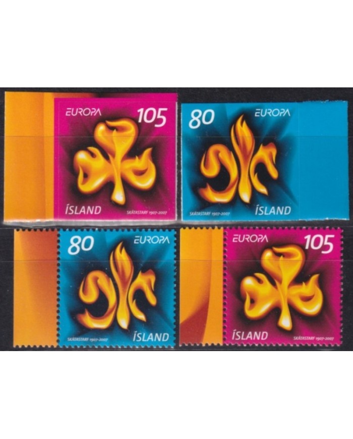 F-EX62915 ICELAND ISLAND MNH 2007 EUROPA CEPT BOYS SCOUTS SCOUTING ADHESIVE + PERF.