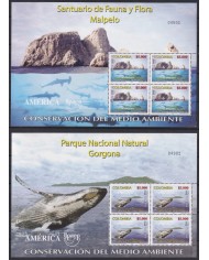 F-EX62737 COLOMBIA MNH 2004 UPAEP MARINE WILDLIFE WHALE FISH GORGONA MALPELO.