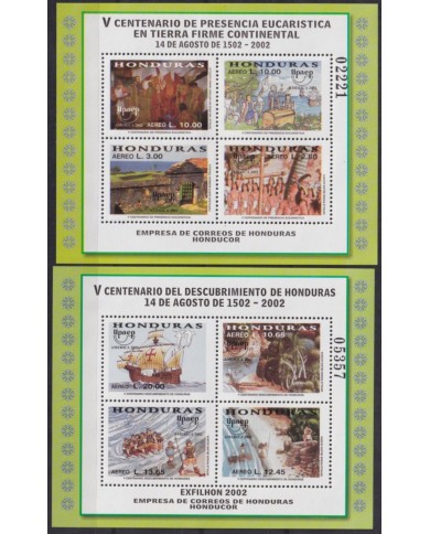 F-EX63018 HONDURAS MNH 2002 V CENTENARY EUCHARISTIC PRESENCE RELIGION DISCOVERY.