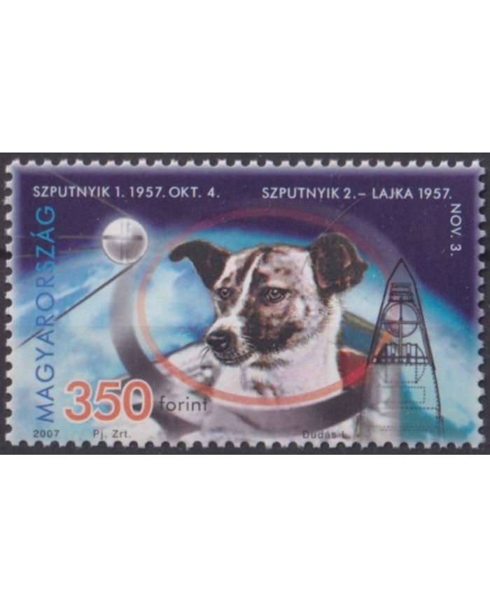 F-EX62955 HUNGARY MNH 2007 SPACE LAIKA DOG COSMOS ROCKET SATELLITE.