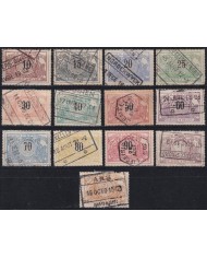 F-EX62502 BELGIUM 1895-02 USED 15-27 RAILWAYS COLIS POSTAL RAILROAD.