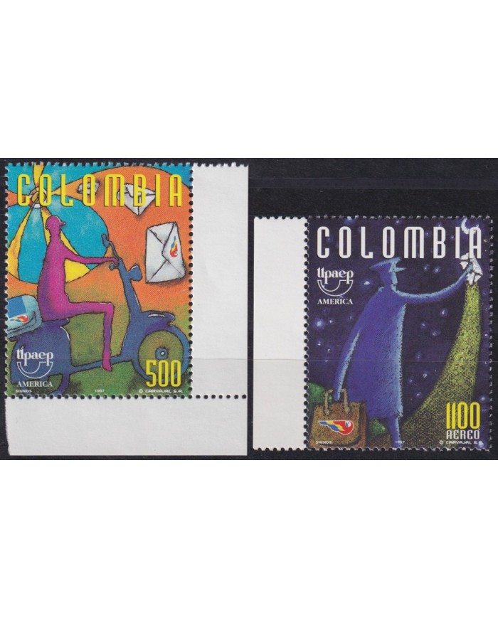 F-EX63152 COLOMBIA MNH 1997 AMERICA UPAEP CARTEROS POSTMAN MOTO CYCLE.