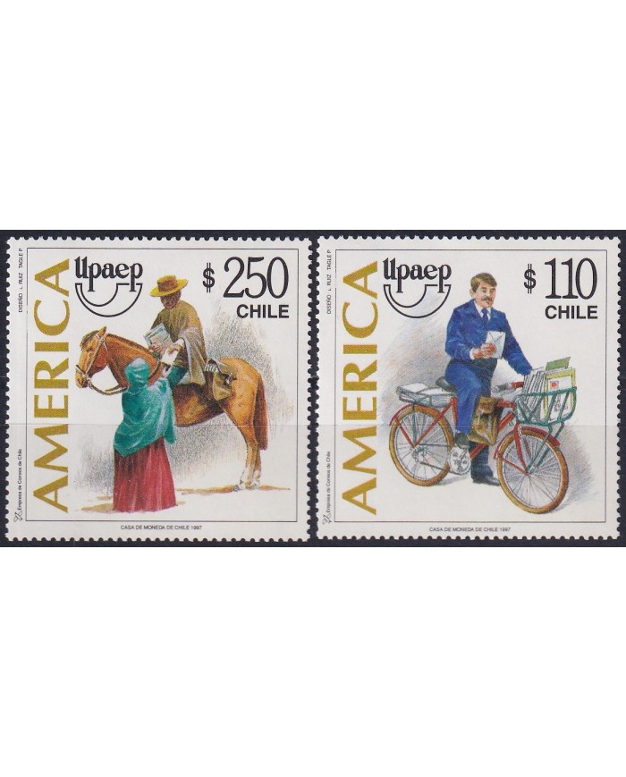 F-EX63098 CHILE MNH 1997 AMERICA UPAEP CARTEROS POSTMAN HORSE EQUESTRIAN CYCLE.