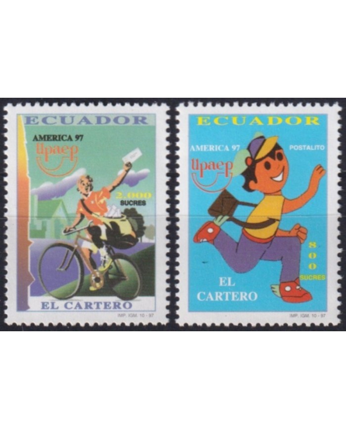 F-EX63090 ECUADOR MNH 1997 AMERICA UPAEP CARTEROS POSTMAN CYCLE POSTALITO.