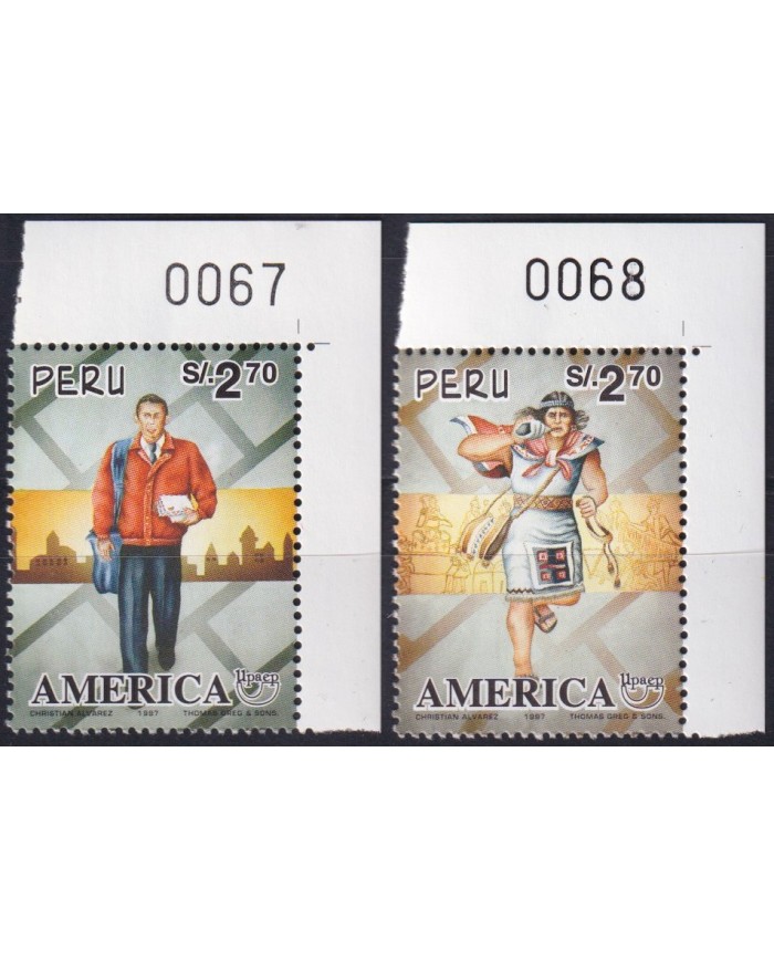 F-EX63089 PERU MNH 1997 AMERICA UPAEP CARTEROS POSTMAN CHASQUIS.