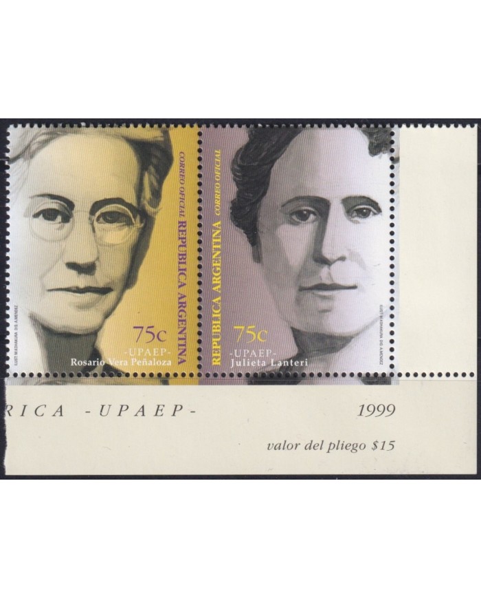 F-EX63132 ARGENTINA MNH 1998 AMERICA UPAEP GREAT WOMAN JULIETA LANTERI ROSARIO VEGA.