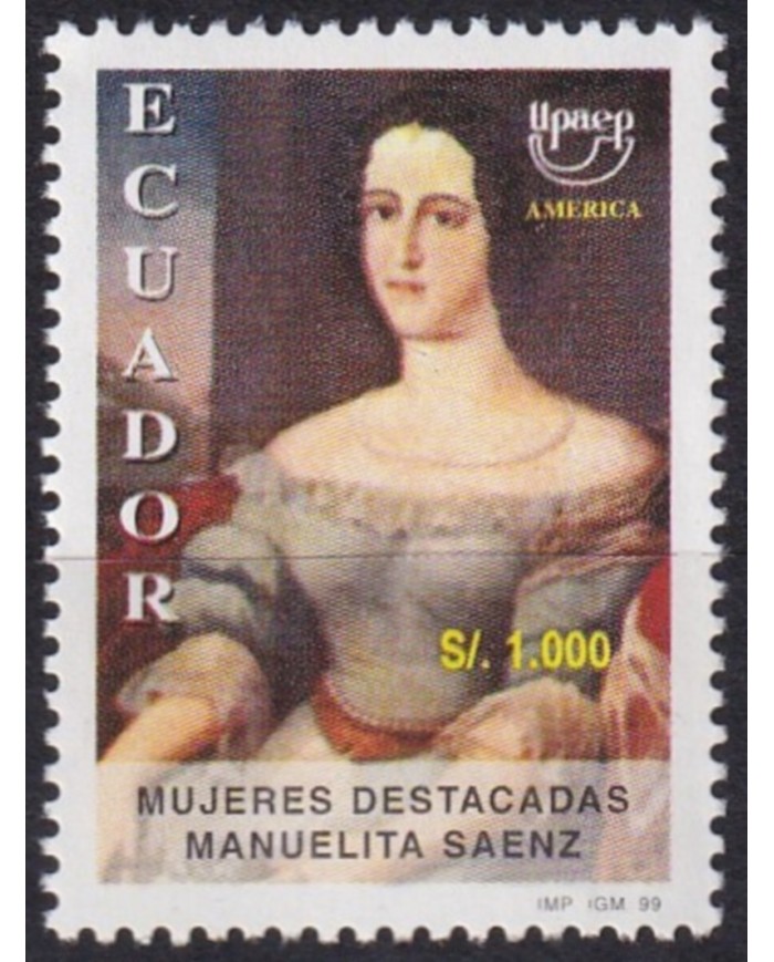 F-EX63104 ECUADOR MNH 1998 AMERICA UPAEP GREAT WOMAN MANUELITA SAENZ.