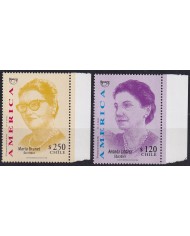F-EX63111 CHILE MNH 1998 AMERICA UPAEP GREAT WOMAN AMANDA LABARCA MARTA BRUNET.