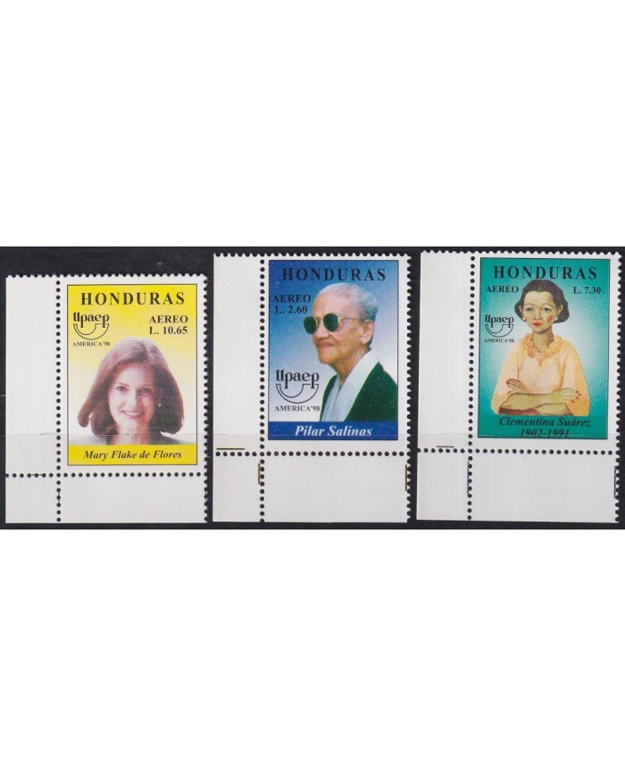 F-EX63112 HONDURAS MNH 1998 AMERICA UPAEP GREAT WOMAN PILAR SALINAS MARY FLAKES.