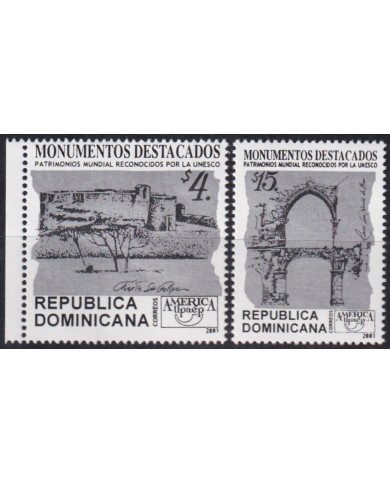 F-EX63158 DOMINICANA MNH 2001 AMERICA UPAEP ARCHITECTURE HERITAGE DISCOVERY.