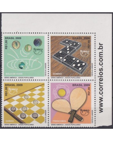 F-EX63178 BRAZIL MNH 2009 AMERICA UPAEP CHILDREN GAMES DOMINO DAMAS CANICAS.