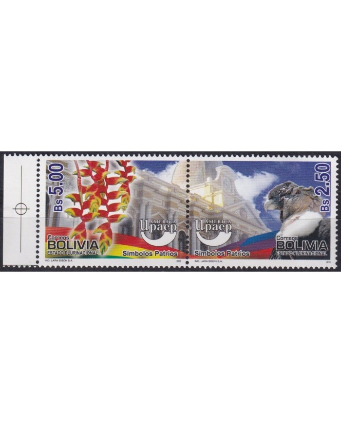 F-EX63199 BOLIVIA MNH 2010 AMERICA UPAEP NATIONAL SYMBOLS FLOWER & CONDOR BIRD.
