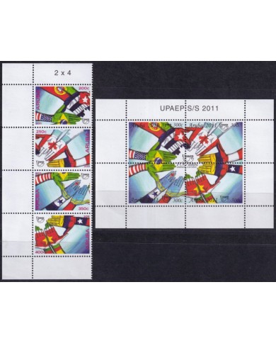 F-EX63197 ARUBA MNH 2011 AMERICA CENTENARY UPAEP UNIENDO CULTURAS HANDS & FLAG.