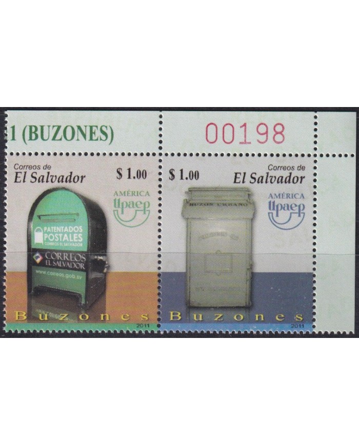 F-EX63187 EL SALVADOR MNH 2011 AMERICA UPAEP BUZONES POST BOXES.