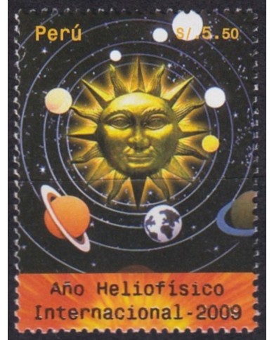 F-EX63117 PERU MNH 2009 SUN YEAR AÑO HELIOFISICO GOLDEN TEXT.