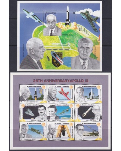 F-EX62519 ST VINCENT & GRENADINES MNH 1994 SPACE COSMOS 25th APOLLO XI MANNED MOON LANDING.
