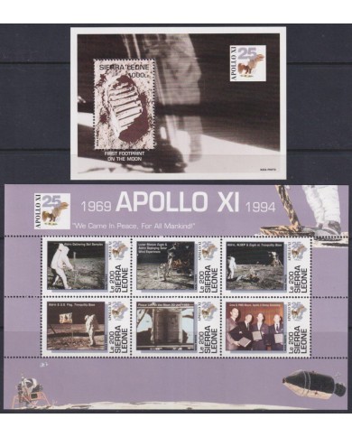F-EX62522 SIERRA LEONE MNH 1994 SPACE COSMOS 25th APOLLO XI MANNED MOON LANDING.