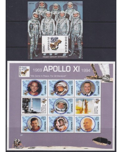 F-EX62515 UGANDA MNH 1994 SPACE COSMOS 25th APOLLO XI MANNED MOON LANDING.