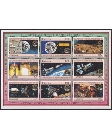 F-EX62534 TANZANIA MNH 1994 SPACE COSMOS 25th APOLLO XI MANNED MOON LANDING.