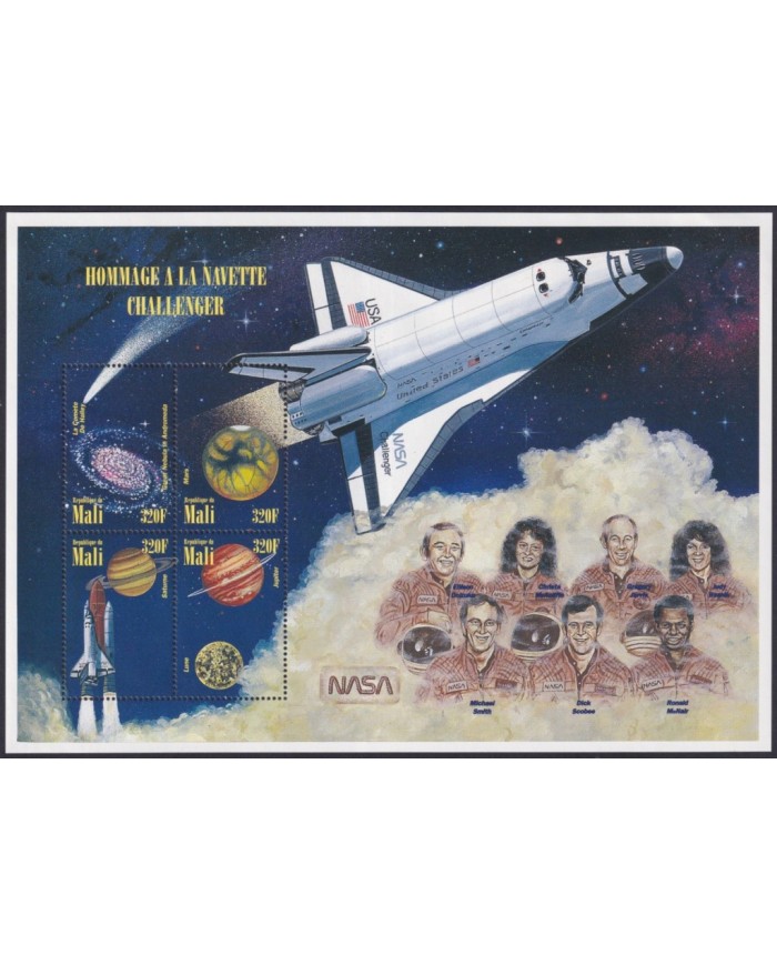F-EX62615 MALI MNH 1997 SPACE NASA COSMOS HOMMAGE CHALLENGER  ROCKET AIRPLANE.