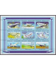 F-EX62601 MADAGASCAR MNH 1998 SPACE COSMOS EXPLORATION ROCKET AIRPLANE AVION.