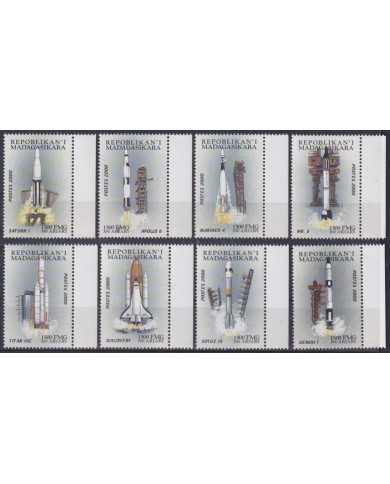 F-EX62452 MADAGASCAR MNH 2000 SPACE COSMOS EXPLORATION ROCKET SATELLITE.