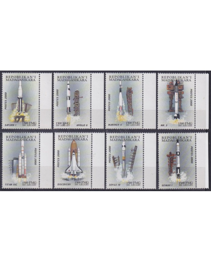 F-EX62452 MADAGASCAR MNH 2000 SPACE COSMOS EXPLORATION ROCKET SATELLITE.