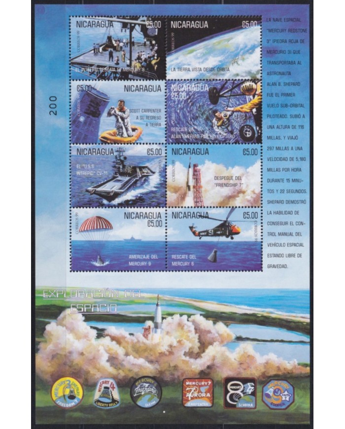 F-EX62642 NICARAGUA MNH 1999 SPACE EXPLORATION COSMOS ROCKET SATELLITE.