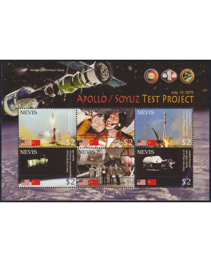 F-EX62665 NEVIS MNH 2007 APOLLO SOYUZ SPACE EXPLORATION COSMOS SATELLITE.