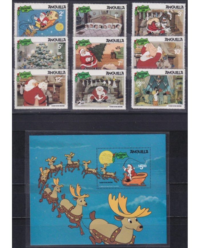 F-EX62778 ANGUILLA MNH 1981 CHRISTMAS WALT DISNEY SANTA CLAUS.