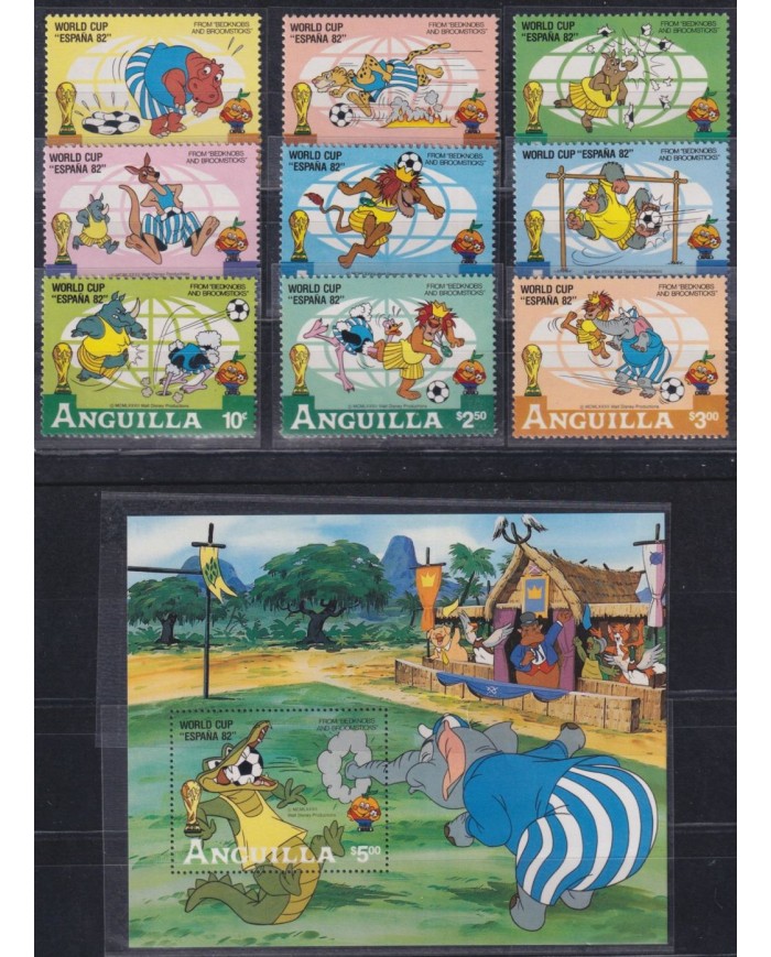 F-EX62779 ANGUILLA MNH 1982 SOCCER CUP FOOTBALL WALT DISNEY.