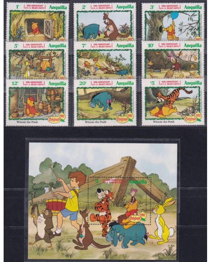 F-EX62780 ANGUILLA MNH 1982 CHRISTMAS WALT DISNEY MILNE´S BIRTH WINNIE THE POO.