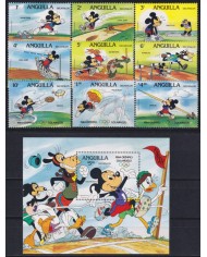 F-EX62782 ANGUILLA MNH 1984 LOS ANGELES OLYMPIC GAMES WALT DISNEY MICKEY MOUSE.